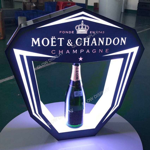 Nightclub LED Glow Moet & Chandon Champagne Bottle Presenter Neon Sign Glorifier Display