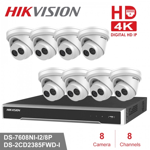 Hikvision kit DS-7608NI-I2/8P 4K 8ch NVR 8 x DS-2CD2385FWD-I 8mp IP Cameras