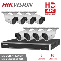 Hikvision 4K NVR kit DS-7616NI-I2/16P 16ch NVR 8 x DS-2CD2085FWD-I  8mp IP Cameras