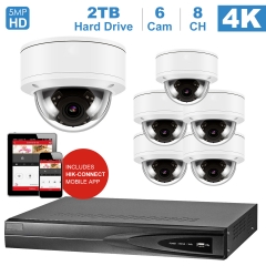 【 Audio H.265+】8 channel 4K home security system with 8 Dome 5MP 2592x1944P IP POE Cameras With Audio, 2TB Storage - Outdoor weatherproof IP Poe Security cameras, 100ft Night Vision - H.265+ , Plug and Play,Remote Home Monitoring System, IPK768025W