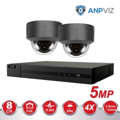 Anpviz (Hikvision Compatible) 8CH 4K CCTV KIT 5MP H.265 POE Dome IP Camera Motorized 4X Optical Vari-focal 2.8~12mm Auto Focus Wide Angle Security Camera 2TB HDD included, Weatherproof IP66, Onvif
