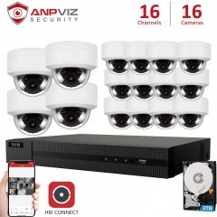 Anpviz 5MP IP PoE Security Camera System, 16pcs 5MP Outdoor IP66 Weatherproof PoE IP Cameras with Audio, H.265 8MP 16CH NVR with 2TB HDD Video Surveillance System for 24/7 Recording(IPK2160250W-S-16)