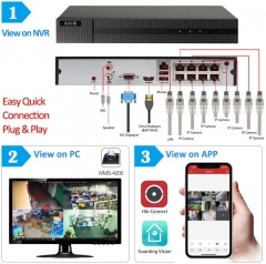 Anpviz 8CH 4K PoE NVR Onvif, 4 x 5MP H.265 POE Dome 2.8mm IP Camera 2TB HDD included iVMS-4200, Weatherproof IP66, Motion Detection, Onvif