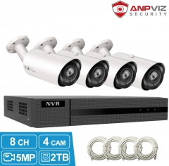 (Hikvision Compatible) Anpviz 5MP 8CH PoE IP Camera System, 8 Channel 4K HD POE NVR, 4 x 5MP 2592x1944P Bullet IP PoE Cameras Motorized 4X Optical 2.8~12mm Wide Angle Security Camera, Indoor Outdoor Weatherproof IP66, Motion Alert
