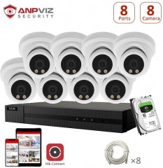 8CH 4K NVR System CCTV Camera Kit 2TB HDD with 8pcs 5MP IP POE Outdoor Cameras Night Vision Motion Detection Waterproof Onvif Compatible H.265