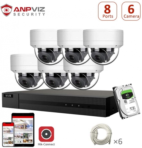 8CH 4K NVR System H.265 CCTV Camera Kit 2TB HDD with 6pcs 5MP IP POE PTZ Cameras 5X Optical Zoom Outdoor Night Vision Motion Detection Waterproof
