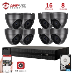 Anpviz (Hikvision Compatible) 5MP 16CH PoE IP Camera System, 16CH 4K PoE NVR, 8 x 5MP 2592x1944P H.265 IP POE Dome Camera Wide Angle 2.8mm IP Security Camera Night Vision 98ft, Audio, Motion Detection, Weatherproof IP66 Onvif