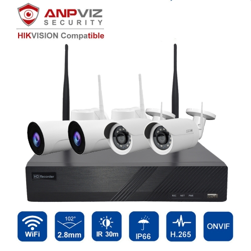 Anpviz 8CH WIFI NVR 8pcs 2MP Bullet IP WIFI Camera Outdoor Security System ONVIF H.265 CCTV Video NVR Kit