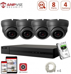 8CH 4K NVR System 2TB HDD H.265 CCTV Camera Kit with 4pcs 5MP IP POE Cameras 4X Optical Zoom Outdoor Night Vision Motion Detection Waterproof