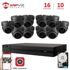 Anpviz 16CH NVR 10Pcs 5MP Gray Dome POE IP Camera NVR Kit Security System 2.8-12mm Lens 4X Zoom IR NVR Kit P2P View Onvif H.265