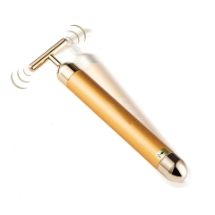 Golden 24k Beauty Bar Vibrating Facial Massager for Face Lifting With Ergonomic T-Shaped Bar