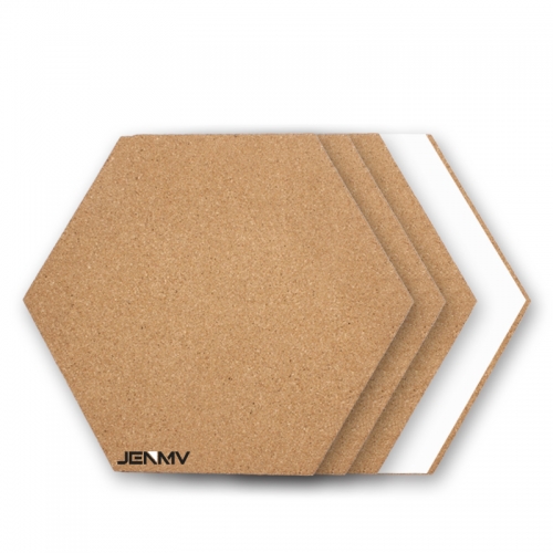 JENMV Hexagon Cork Board Tiles 5 Pack with Full Sticky Back- Mini Wall Bulletin Boards, Pin Board-Decoration for Home Office Classroom Wall (7.9 x 6.85 inch)