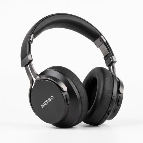 NIERBO Premium Wireless Over-Ear Headphones – Bluetooth Headset with Brushed Metal & Leather Design, Custom Fit Adjustment, Immersive Hi-Fi Sound, Lightweight Comfort for Travel & Work, Includes Hard Case