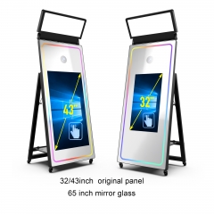 Magic Selfie Mirror Photo Booth 65 Inch Touch Screen Led Frame Mini Camera For Events
