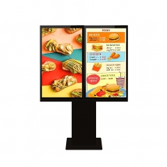 Single Dual Triple Monitor Waterproof Touch Screen Ordering System Freestanding Outdoor Digital Drive Thru Menu Board Kiosk