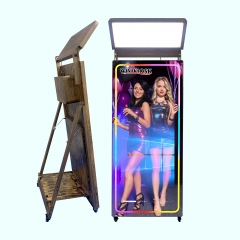 Retro Wood Grain Mirror Photo Booth Selfie Led Frame Portable Touch Screen Magic Mirror PhotoBooth Machine