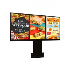 Single Dual Triple Monitor Waterproof Touch Screen Ordering System Freestanding Outdoor Digital Drive Thru Menu Board Kiosk