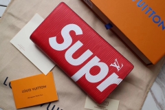supreme x lv long wallets real leather with box