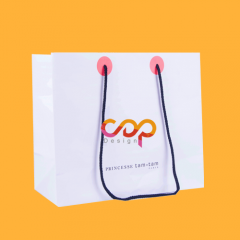 Plain white shopping bag with rope