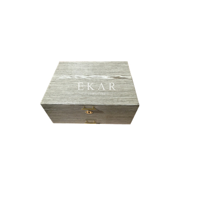 Girls Flash Star Grey Small Square Wooden Jewelry Box