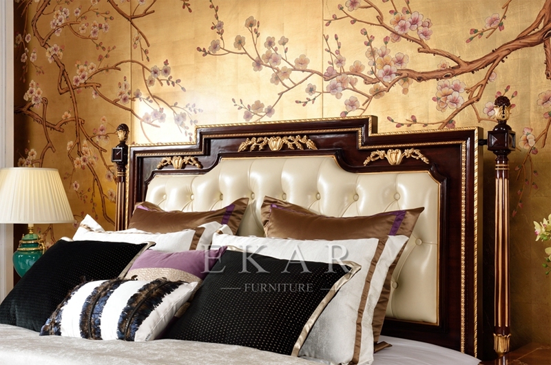 European classical bedroom wooden bed furniture set bed