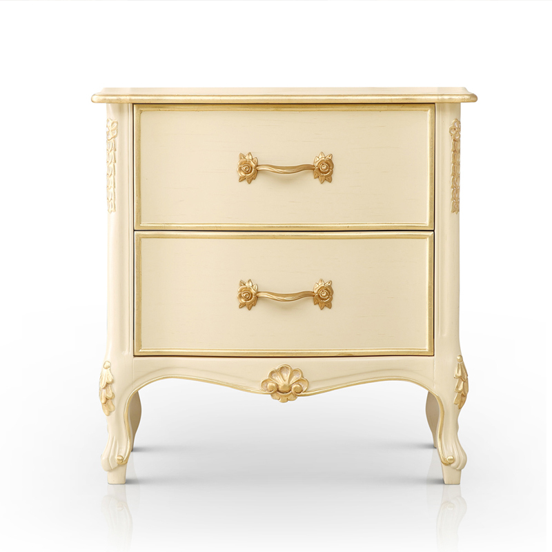 Ivory White Nightstand With Pattern