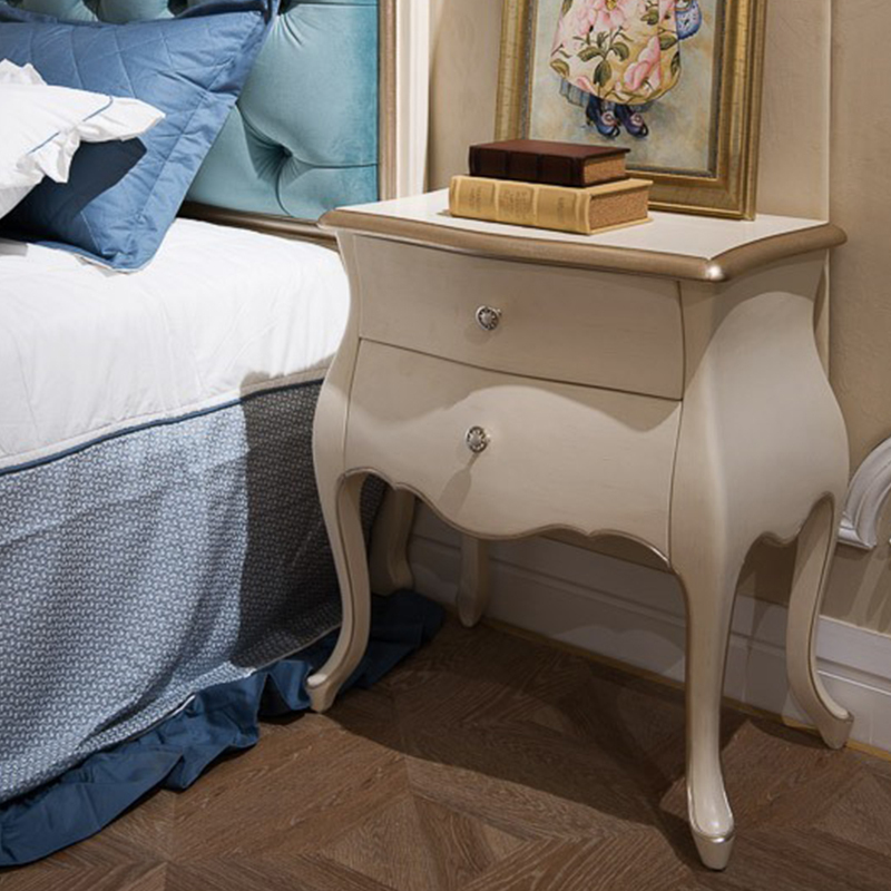 Exquisite Antique Simple Ivory White Nightstand