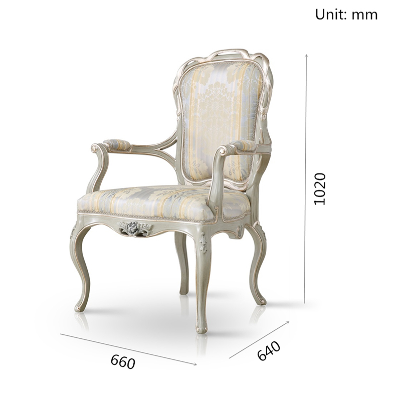 Silk Embroidered Upholstered Dining Arm Chair