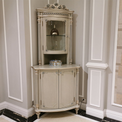 Elegant Ivory White Corner Curio Cabinet/Storage Cupboard