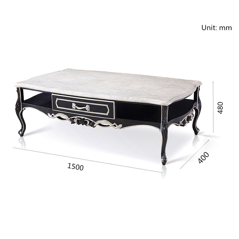 Retro European Style White Rectangle Coffee Table