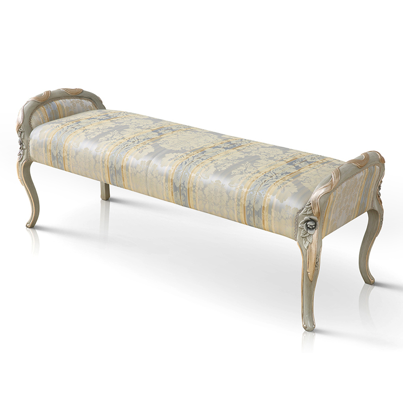 Royal Grey Printing Fabric Bed Stool