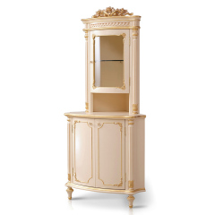 Elegant Ivory White Corner Curio Cabinet/Storage Cupboard