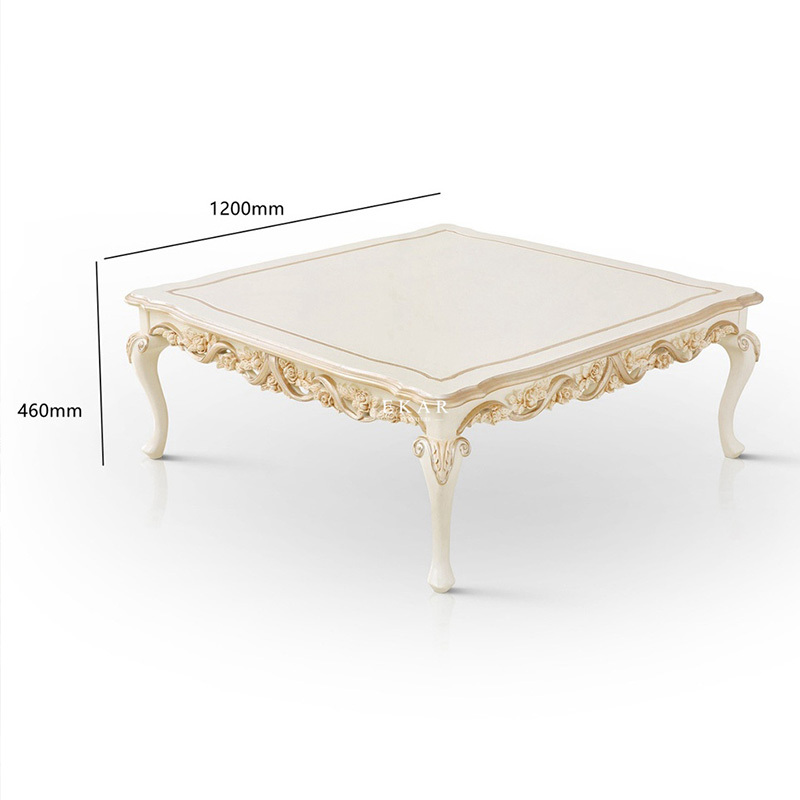 Retro European Style White Rectangle Coffee Table