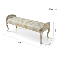 Royal Grey Printing Fabric Bed Stool