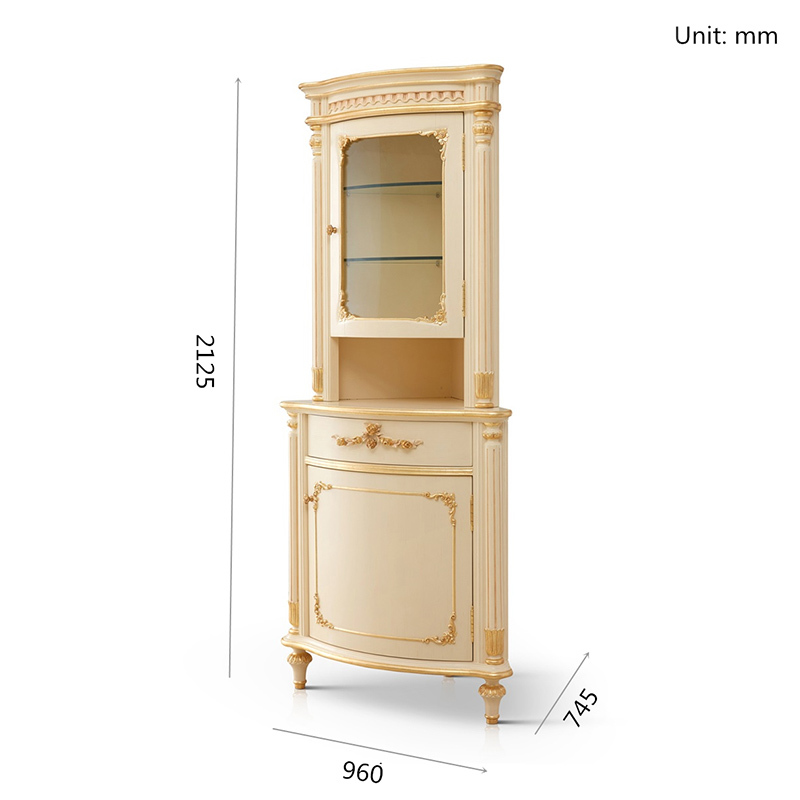 Elegant Ivory White Corner Curio Cabinet/Storage Cupboard