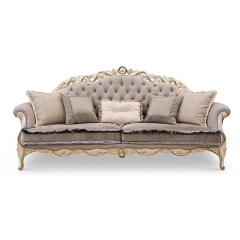 Gray classic carved flower corduroy sofa furniture set