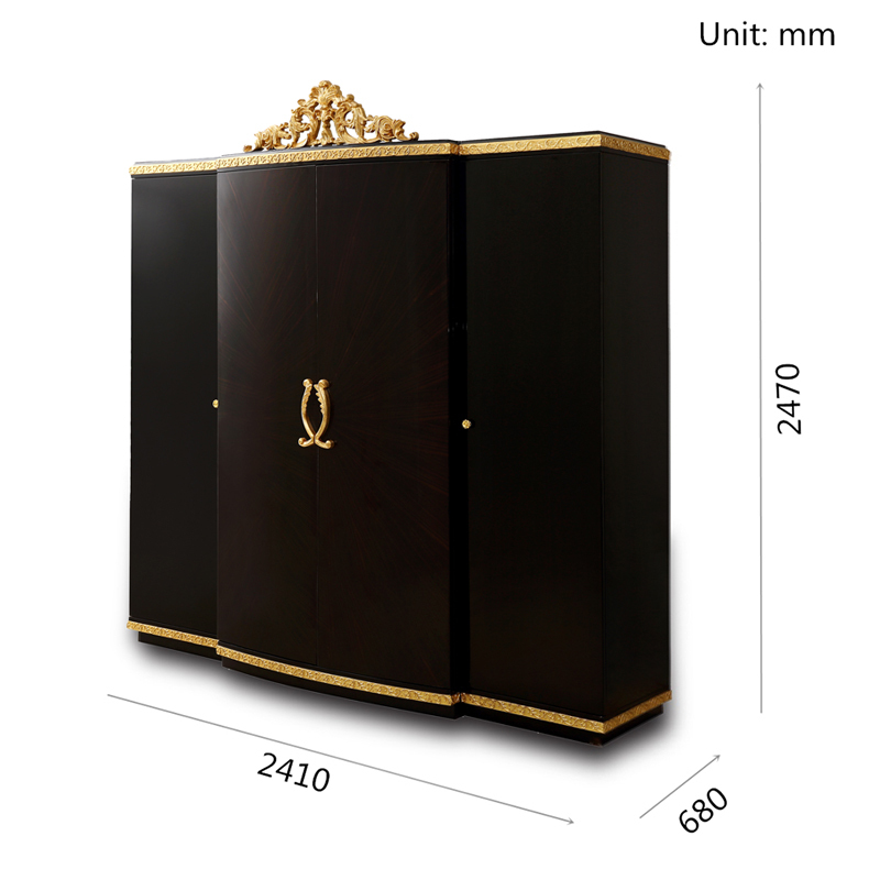 Black & Gold Large Bedroom Wardrobes for Sale