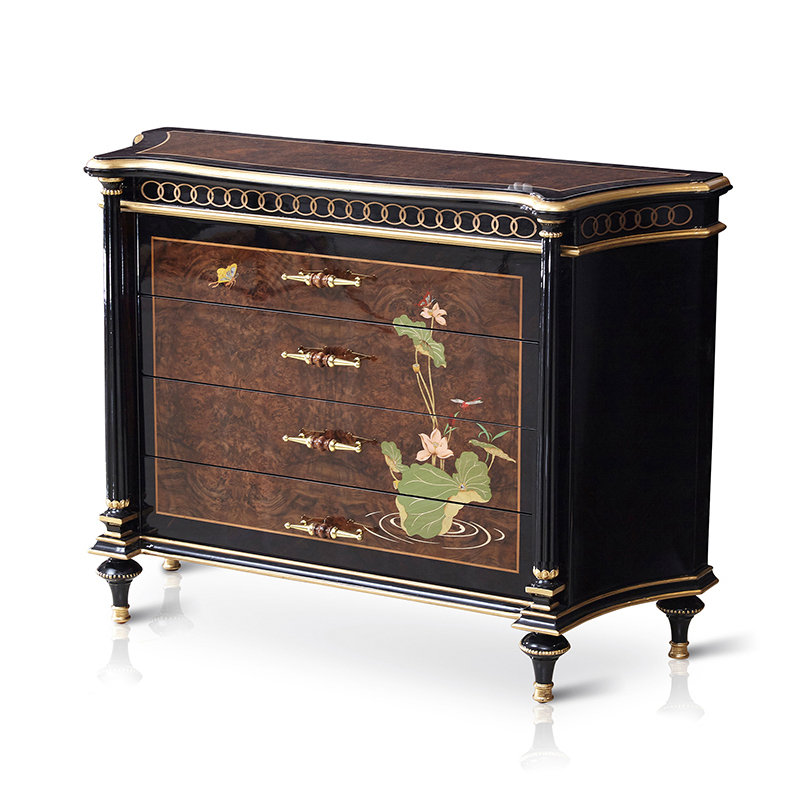French Luxury Style Wooden 3 Chests of Drawers , The Lotus Pond by Moonlight series