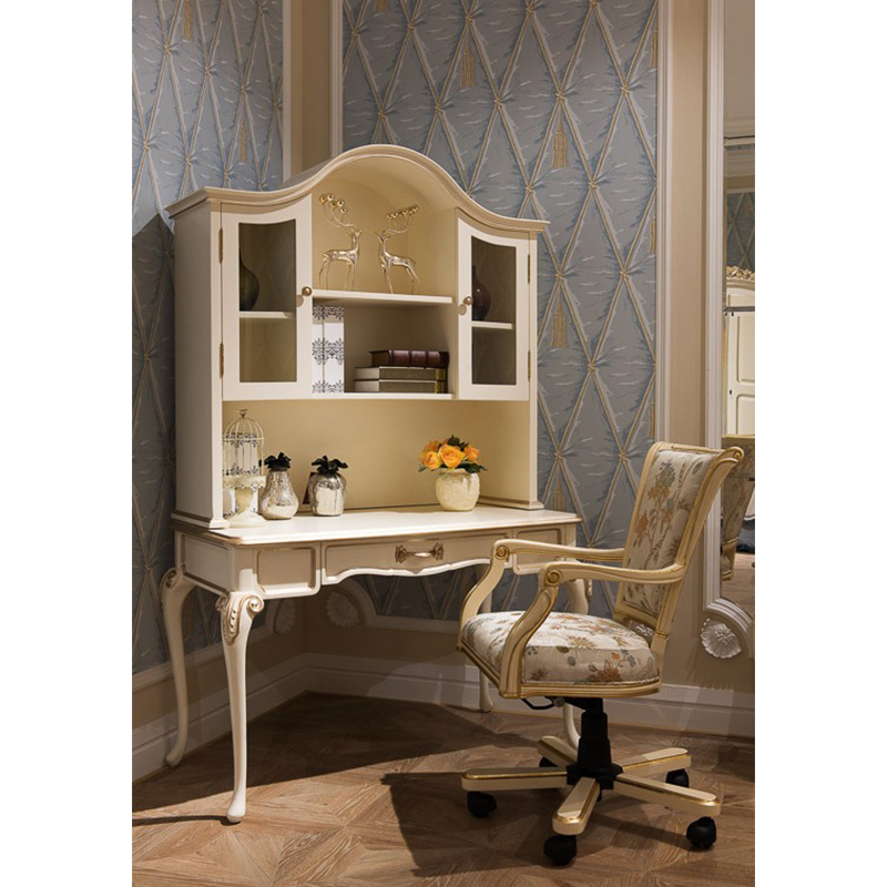 Latest Multifunctional Ivory White Solid Wood Dressing Table/Bookcase
