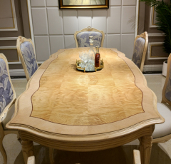 Long Ash Wood Veneered Dining Table