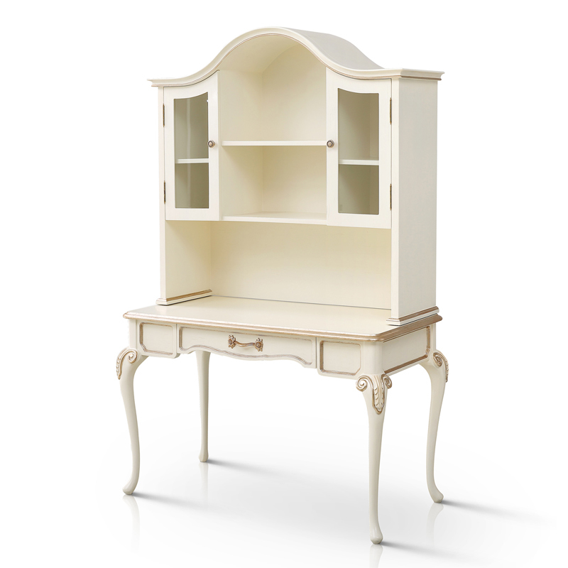 Latest Multifunctional Ivory White Solid Wood Dressing Table/Bookcase