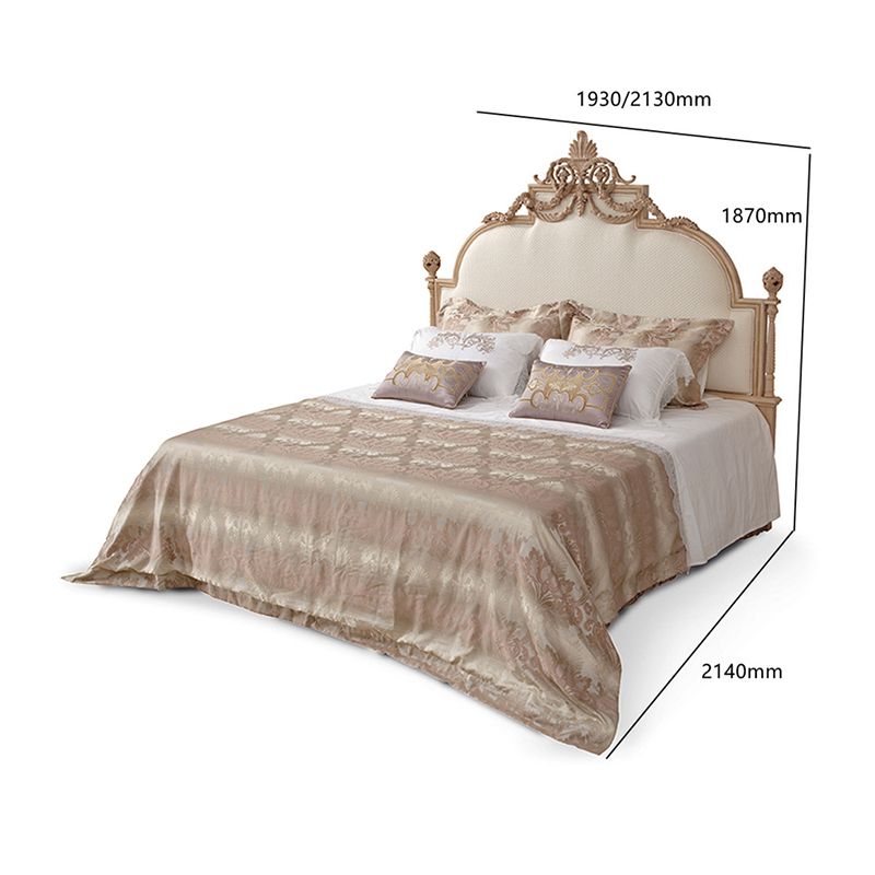 French Luxury Style Off-white and Golden Queen Bed