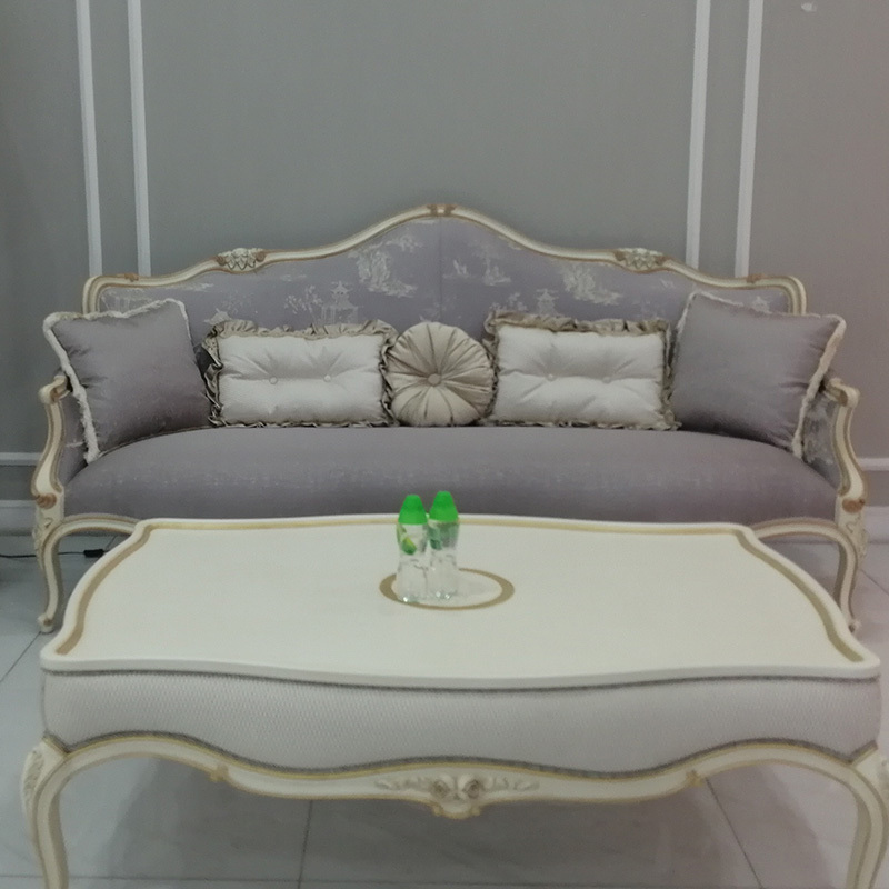 New European Style Elegant Carved Fabric Sofa Set