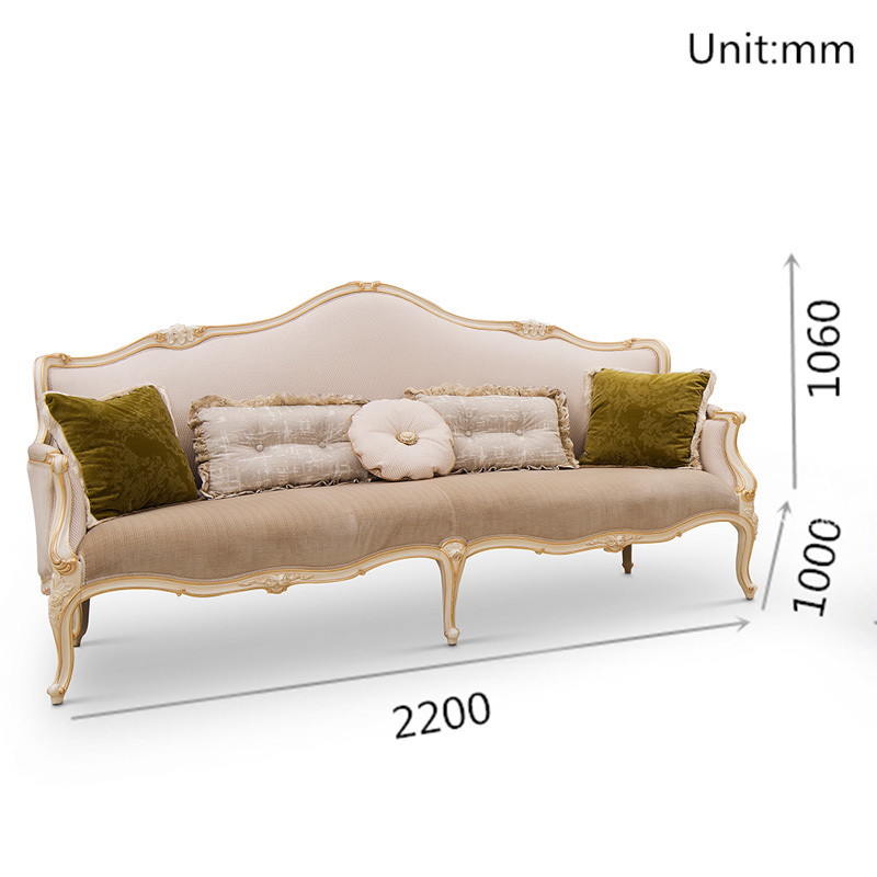 New European Style Elegant Carved Fabric Sofa Set