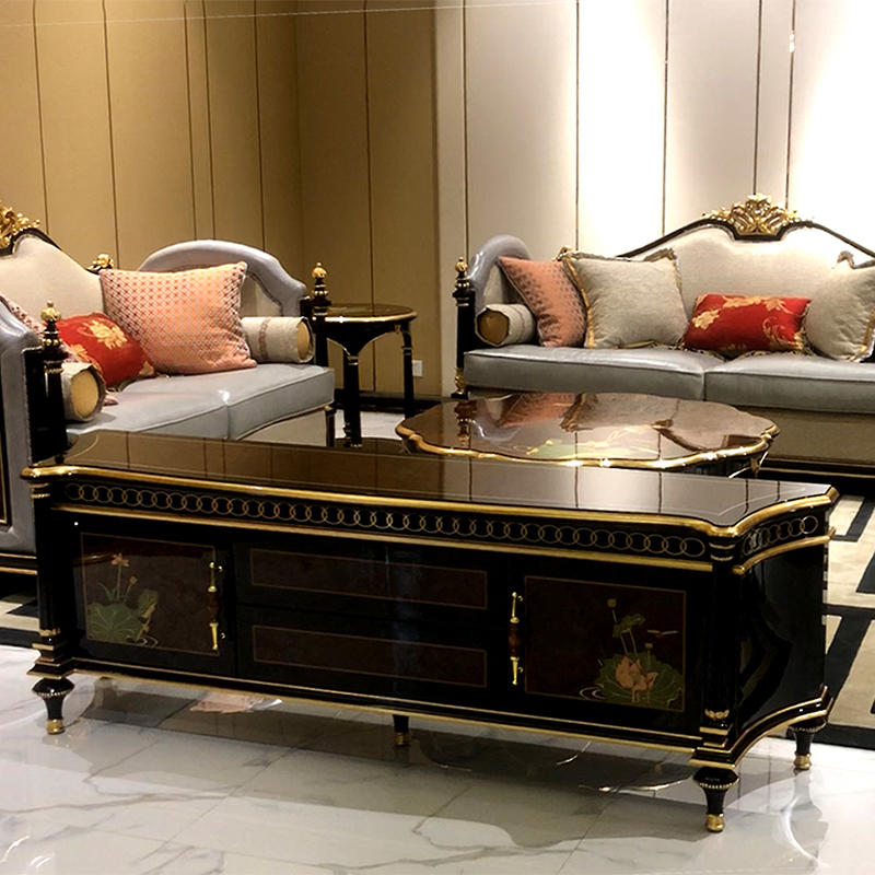 The Latest Chinese Traditional Style The Lotus Pond by Moonlight Series Long Wooden Floor Cabinet