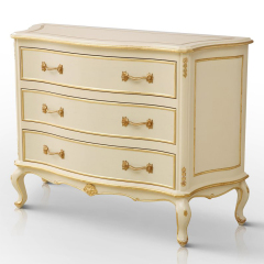 French Luxury Style Ivory White Wooden 3 Chest of Drawers