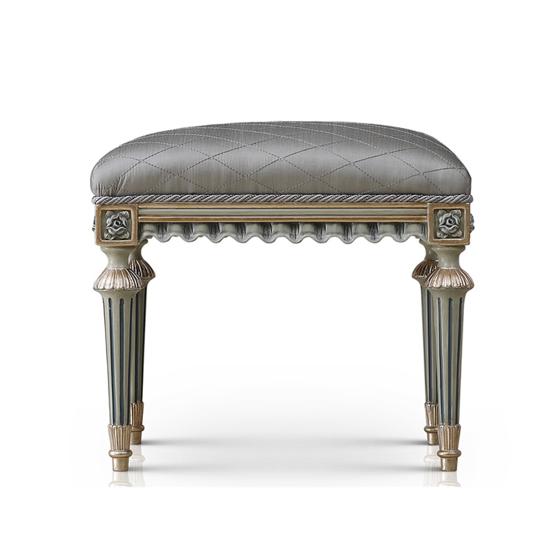 French Luxury Style Grey Fabric Vanity Stool