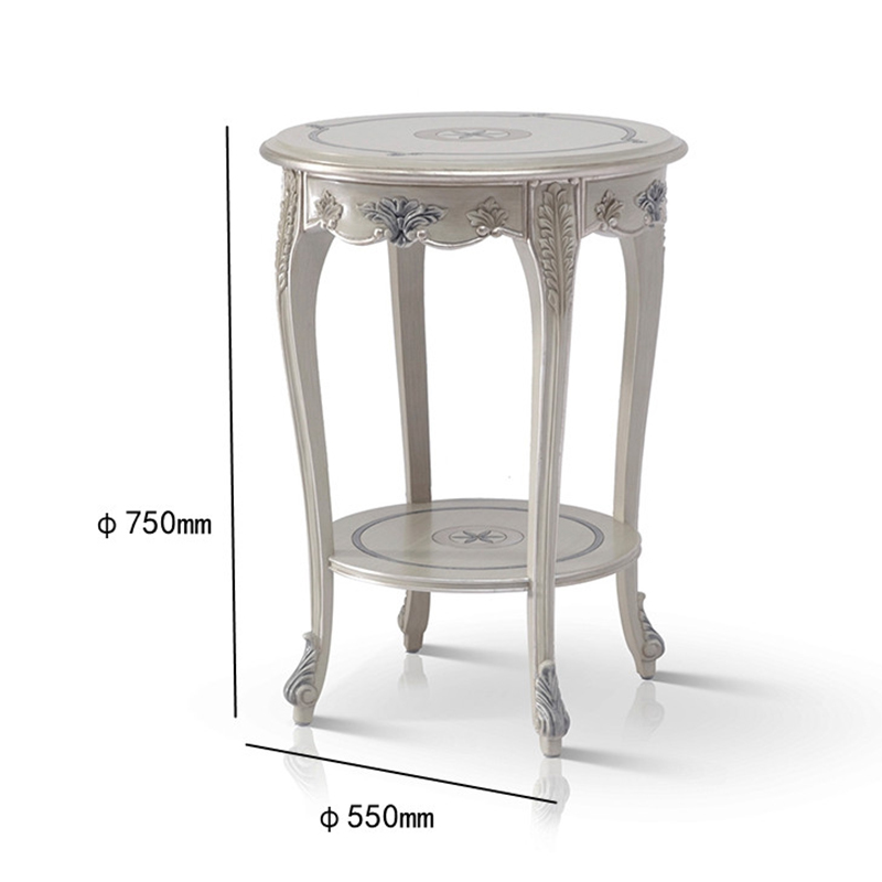 French Style Flash Star Grey Small End Table with Hand-carved Flowers