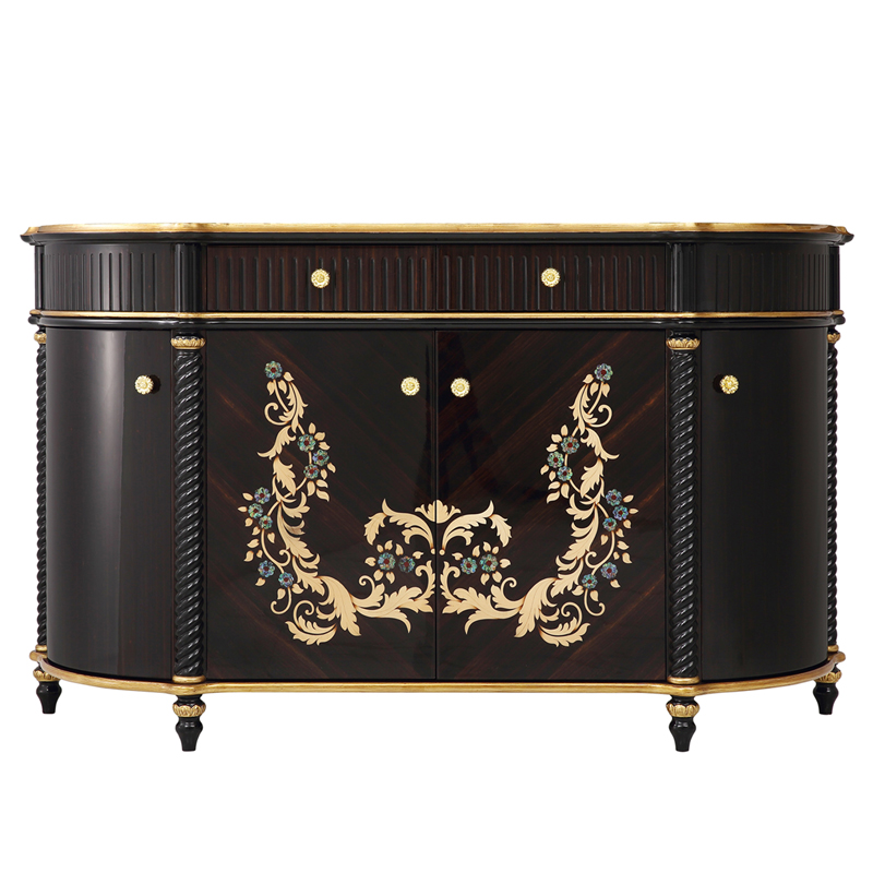 Luxury Classical Style Black and Golden Sideboard From China