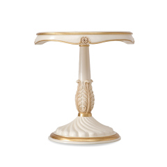 Athenian Style White and Golden Round Wooden Side Table